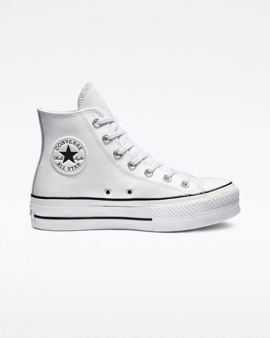 Women\'s Converse Chuck Taylor All Star Lift Leather High Top Platform Shoes White / Black / White | AU 39E14K